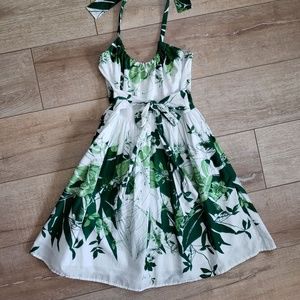 Fire Los Angeles White and Green Floral Mini Dress